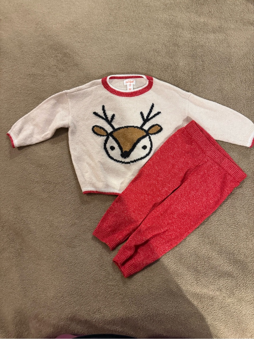 Cat & Jack 12M Reindeer Sweater & Knit Jogger Pants Set | Holiday Outfit